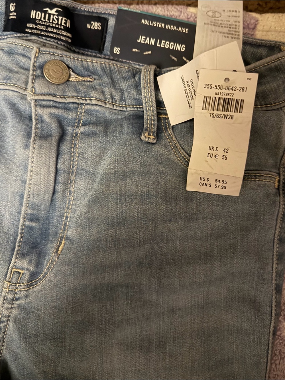 Hollister Skinny Jean Legging in Light Wash Blue